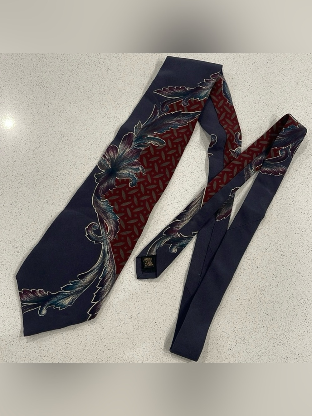 Colours by Alexander Julian 100% Silk Tie - Dark Gray with Floral Accents